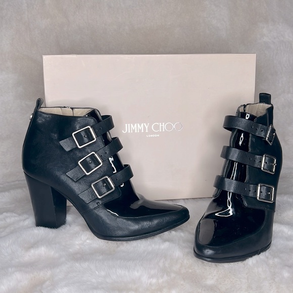 Black Jimmy Choo Strappy Boots - Picture 1 of 8